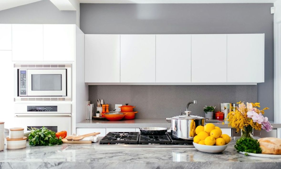 Bright kitchen with clean surfaces and appliances
